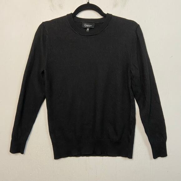 Quince Womens Black Knit 100% Merino Wool Crewneck Pullover Sweater Size Medium - Picture 1 of 8